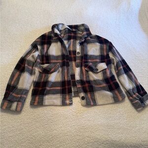 SHEIN Plaid Fleece Jacket with Black and Red Accents L